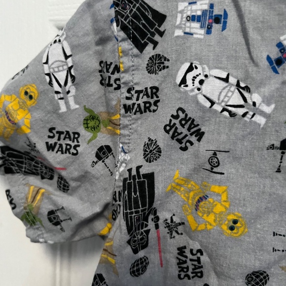Disney Star Wars Lucasfilm LTD Size 3T Short Sleeved Button Down Shirt gray - Picture 6 of 13